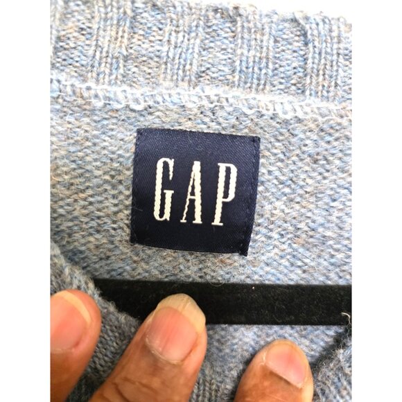 Gap Men Light Blue 100% Wool Blend Crewneck Sweater Size L - Picture 6 of 8